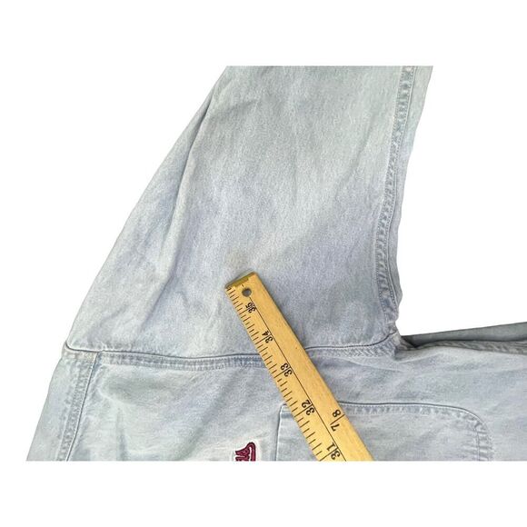 90s LEE Cleveland Indians Denim Long Sleeve Shirt Sz Medium MLB - Picture 7 of 7